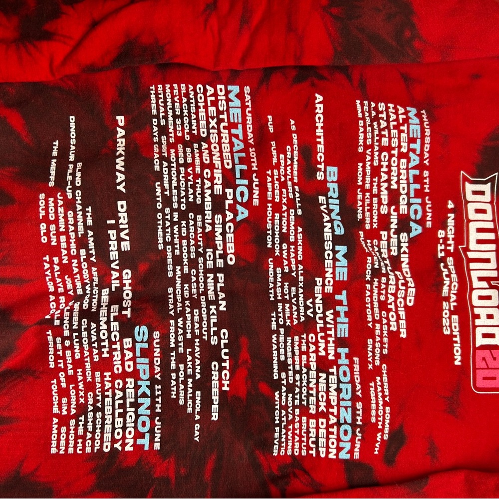 Download Festival 20th Anniversary 2023 Tie‑Dye Hoodie – Red/Black – Size M - Picture 10 of 11